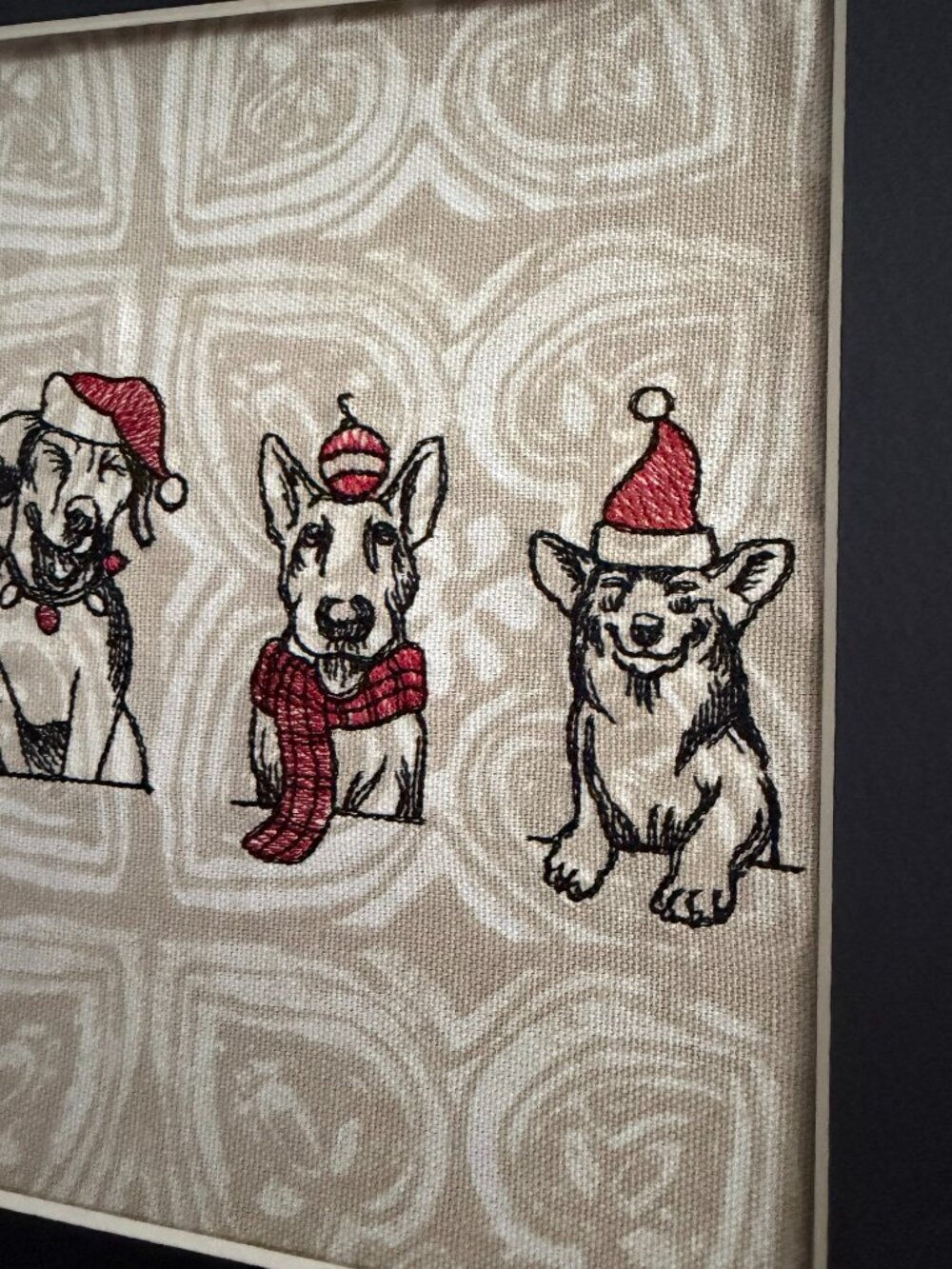 Homemade Holiday Dogs Framed Embroidery Art 11X14 - Picture 3 of 7